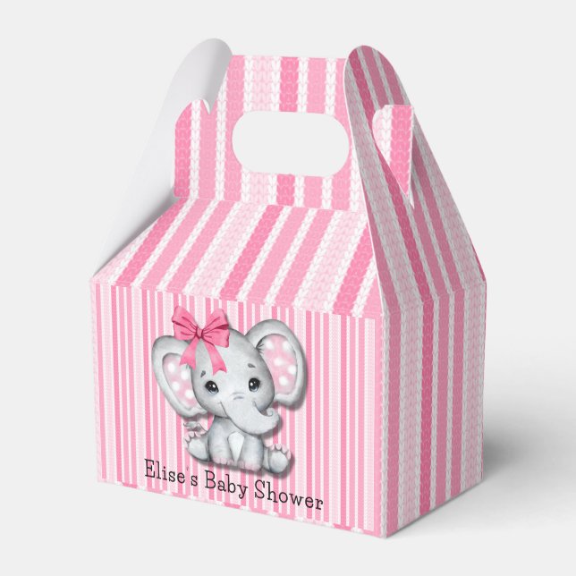 Ballotins Pink Stripes Aquarelle Elephant Girl Baby shower (Verso)