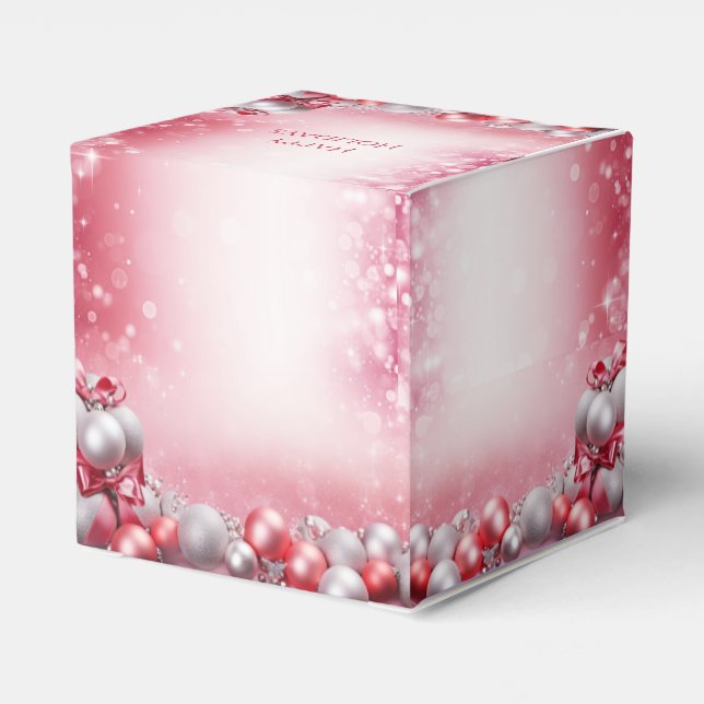 Ballotins Pink White Christmas Balls Boîte cadeau de vacance (Arrière)