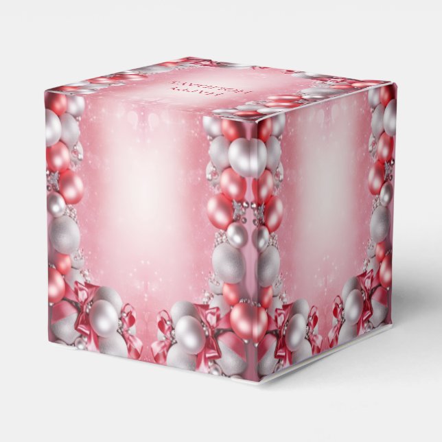 Ballotins Pink White Christmas Balls Boîte cadeau de vacance (Arrière)