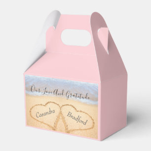 Ballotins Plage violet rose vif Mariage 2 Coeurs dans le sab