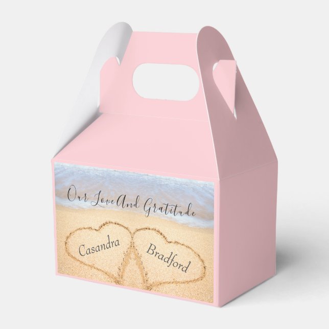 Ballotins Plage violet rose vif Mariage 2 Coeurs dans le sab (Verso)