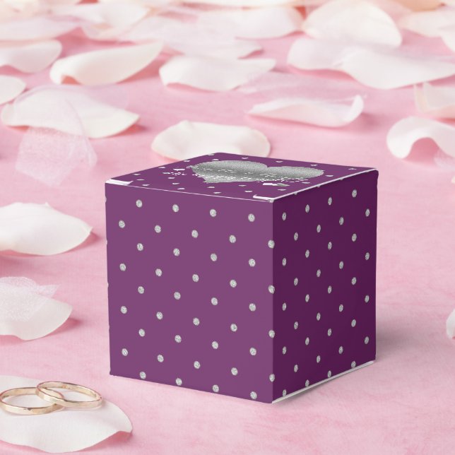 Ballotins Plum & Argent Pois Fête Favoriser les boîtes (Mariage)