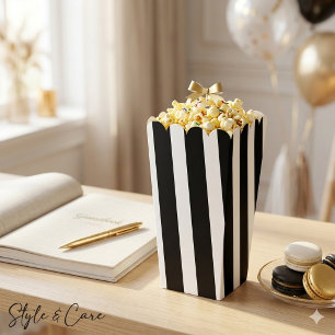 Ballotins Popcorn rayé noir et blanc classique brillant
