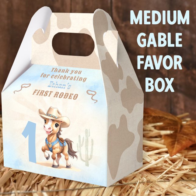 Ballotins Premier Rodeo Western Cowboy Boy Ballotin moyen (1st Rodeo Medium Gable Favor Boxes - You can choose from 3 sizes of these gable favor boxes)