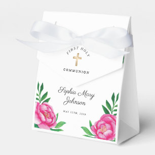 Ballotins Première communion de la croix florale rose élégan
