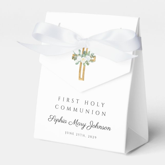 Ballotins Première communion florale blanche élégante (Verso)