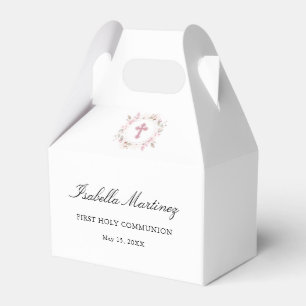 Ballotins Première communion personnalisée Croix florale ros