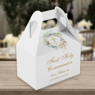 Ballotins Première Sainte Communion Aquarelle Floral Gold Sc