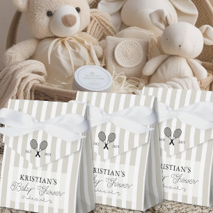 Ballotins Preppy Beige Stripes Baby shower Tennis Thème