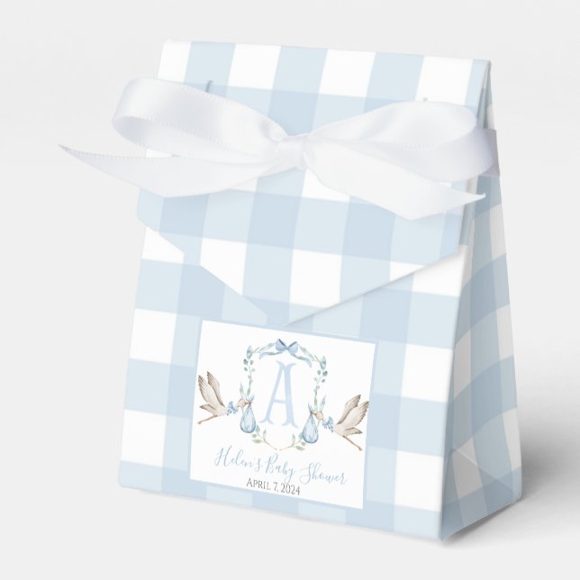 Ballotins Préppy Southern Blue Boy Stork Baby shower (Verso)