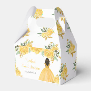 Ballotins Princesse à peau foncée Fleurs dorées Sweet Sixtee