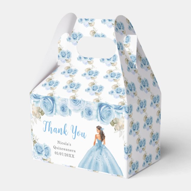 Ballotins Princesse en Robe Bleue Quinceanera Merci (Verso)