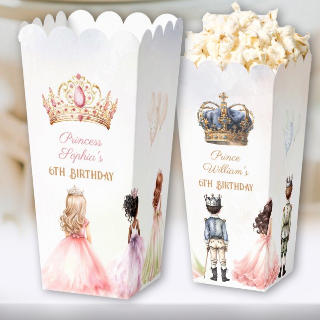 Ballotins Princesse Prince Crown Twins Royal Anniversaire Po (Princess Prince Crown Twins Royal Birthday Popcorn Favor Boxes)