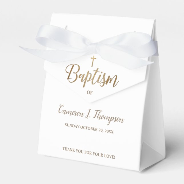 Ballotins Pure white gold cross Baptism Party Thank (Verso)