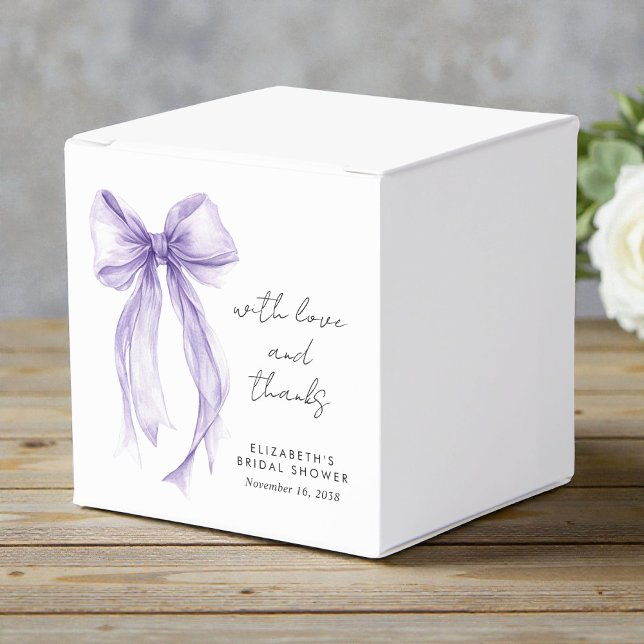 Ballotins Purple Coquette Bow Watercolor Bridal Shower (Purple Coquette Bow Watercolor Bridal Shower Favor Boxes)