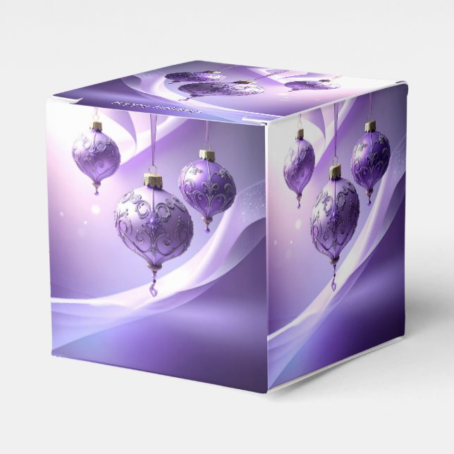 Ballotins Purple Decorative Christmas Ball Holiday Favor Box (Verso)