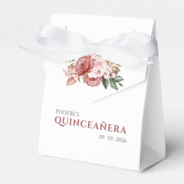 Ballotins Quinceanera 15e anniversaire rose floral botanique (Verso)