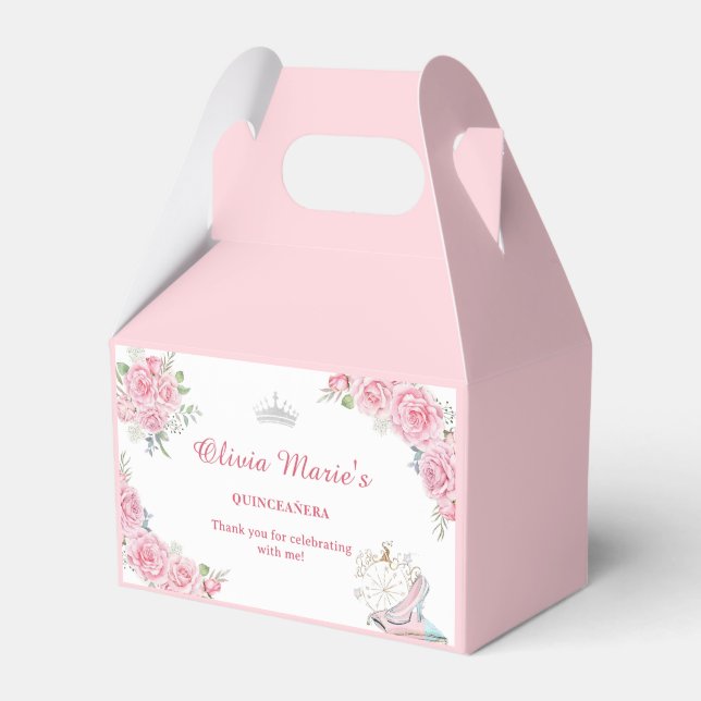 Ballotins Quinceanera Blush rose Floral Argent Couronne (Verso)