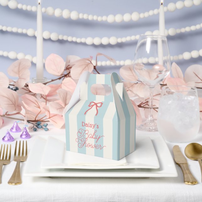 Ballotins Red Bow & Blue Stripes Baby Shower (Mariage)