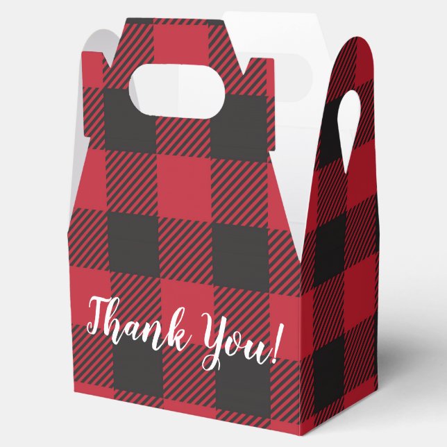 Ballotins Red Buffalo Plaid Ballotin avec texte modifiable (Ouvert)
