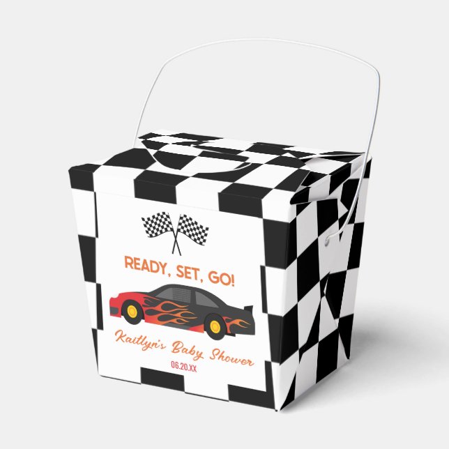 Ballotins Red Flame Race Car Ready Set Go Baby shower (Verso)