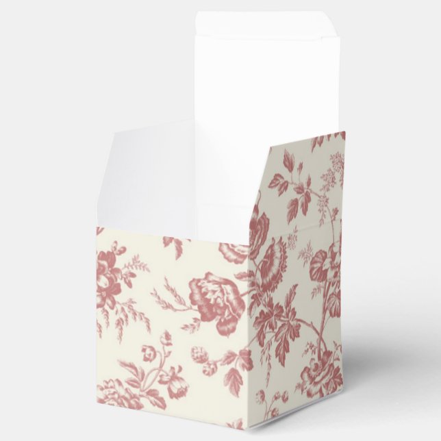 Ballotins Red French Toile Canvas Party Favoriser Box (Ouvert)