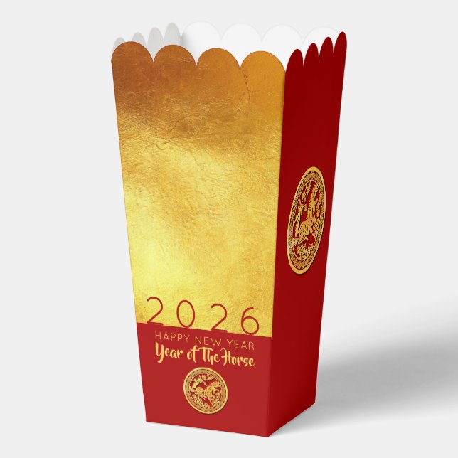 Ballotins Red Gold Chinese Horse coupé en papier 2026 FBPop (Recto)