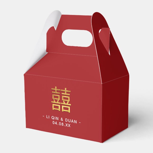 Ballotins Red Gold Double Bonheur Mariage chinois Gable (Verso)