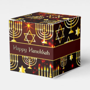 Ballotins Red & Gold Happy Hanoukka Menorah Cube