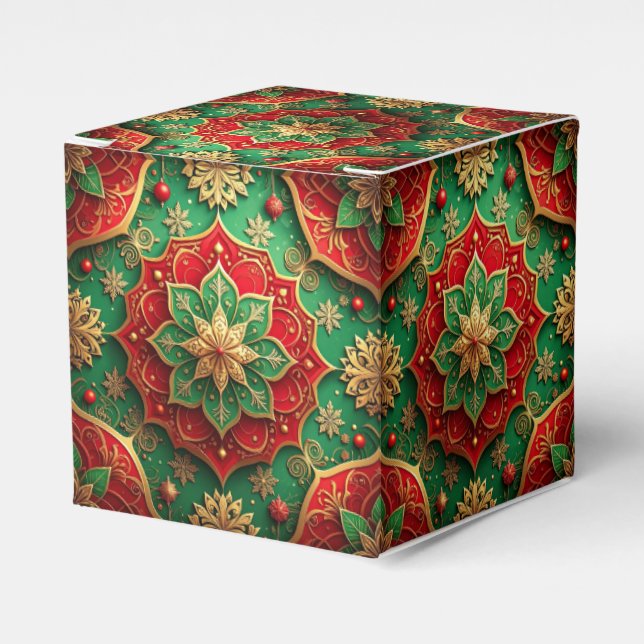 Ballotins Red Green Decorative Holiday Favor Box (Verso)