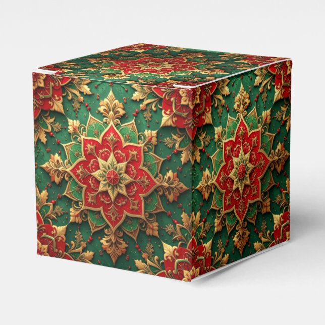 Ballotins Red Green Decorative Holiday Favor Box (Verso)