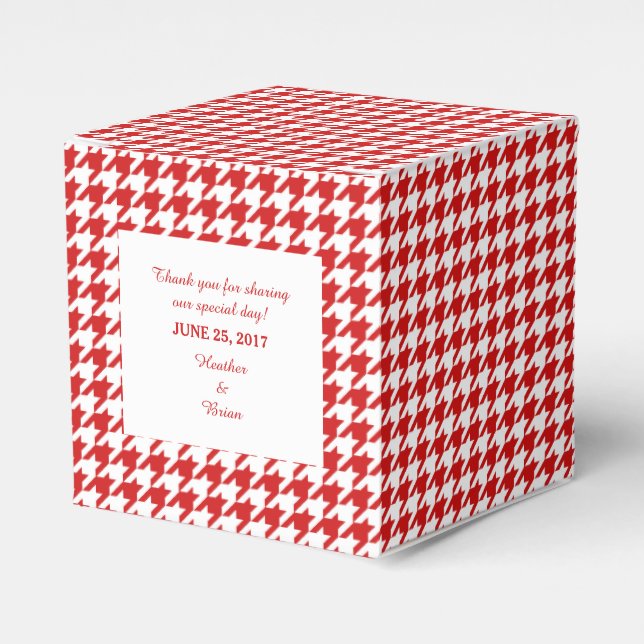 Ballotins Red Houndstooth boîte de préférence de mariage (Verso)