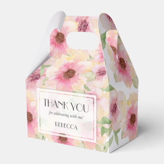 Ballotins Remerciement floral rose blush aquarelle (Verso)