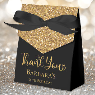 Ballotins Remerciement pailleté or pour 70e anniversaire