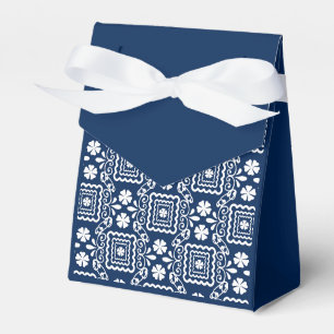 Ballotins rétro 60 blanc bleu motif floral