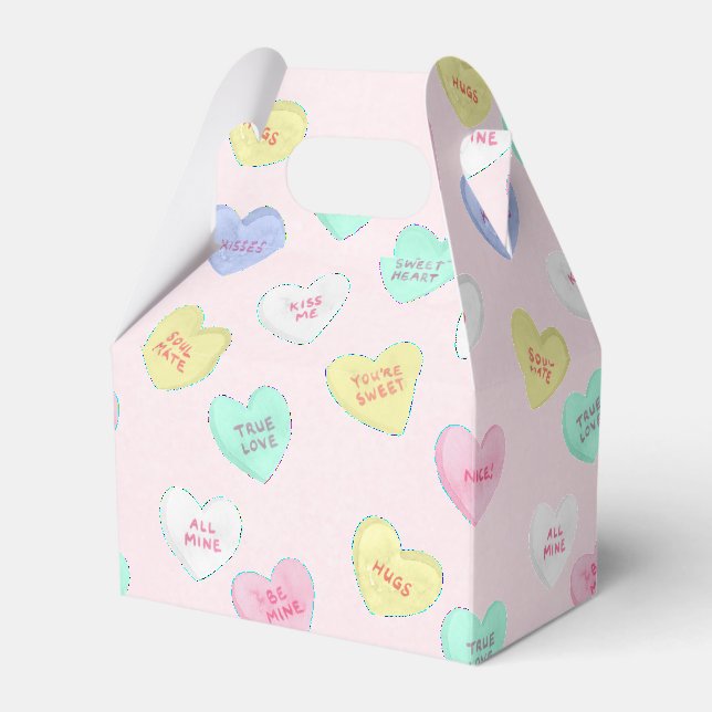 Ballotins Retro Saint Valentin Coeurs bonbons sur Baby Pink (Verso)