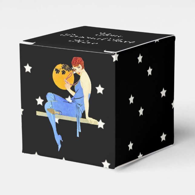 Ballotins Robe Flapper Lady Red Hair Blue sur Shelf Moon (Verso)