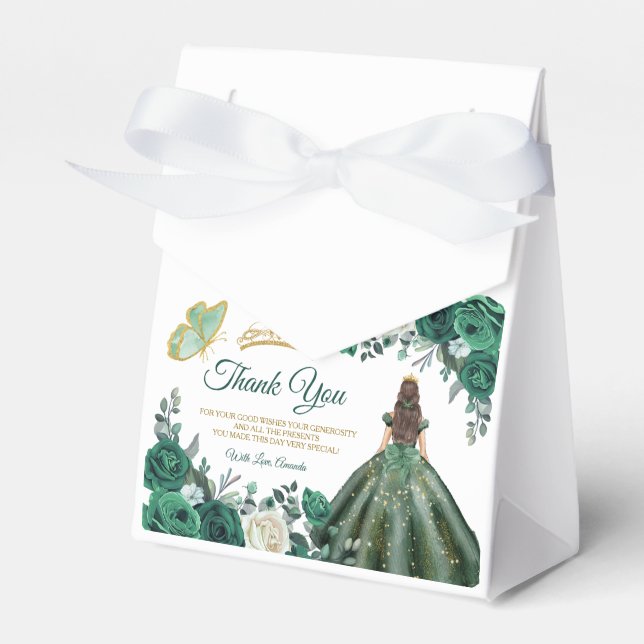 Ballotins Robe verte Emeraude Quinceañera Merci de la Couron (Verso)