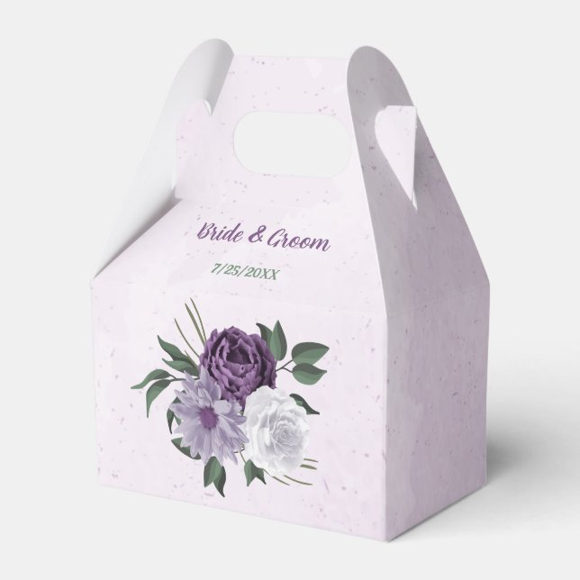 Ballotins Romantique violet fleurs blanches mariage (Verso)