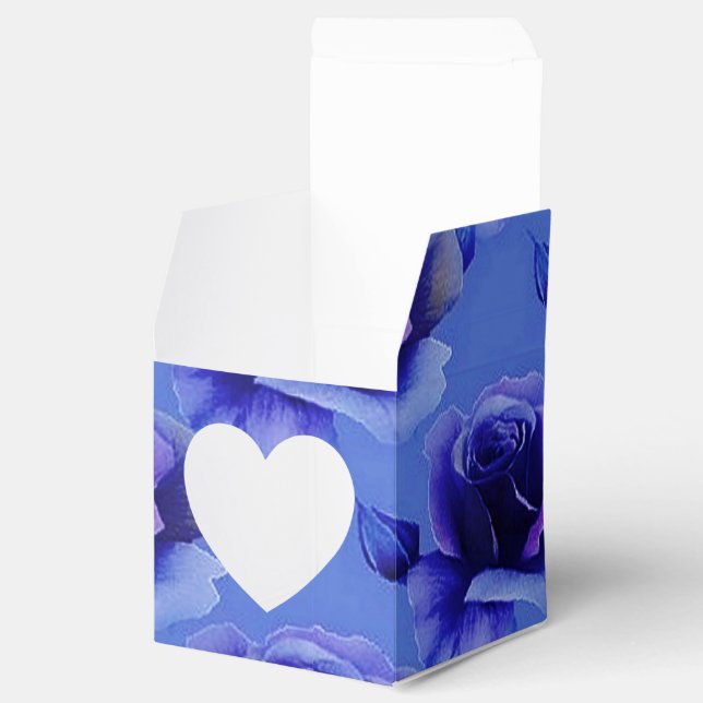 Ballotins Rose bleu motif Floral Ballotin de coeur (Ouvert)