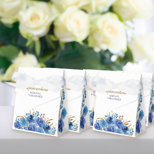 Ballotins Rose bleue et feuille d'or Fleurs personnalisées