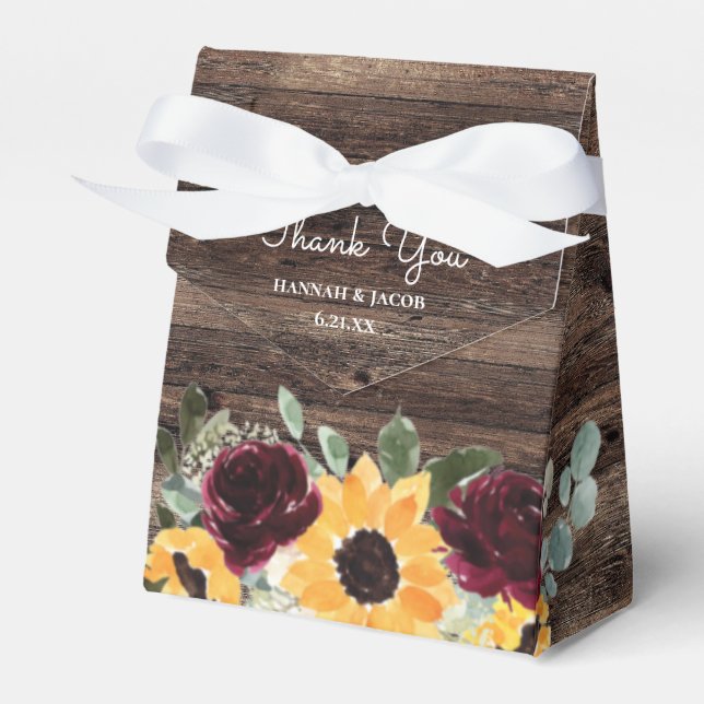 Ballotins Rose de tournesol Mariage de bois rustique (Verso)