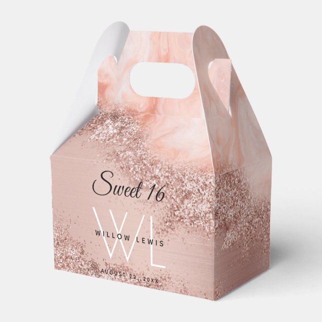 Ballotins Rose Gold Blush Rose Agate Géode Parties scintilla (Verso)