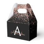 Rose Gold Blush Rose Noir Pailleté Monogramme