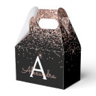 Rose Gold Blush Rose Noir Pailleté Monogramme