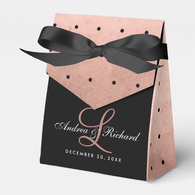 Ballotins Rose Gold Monogram Élégant Ballotin de mariage (Verso)