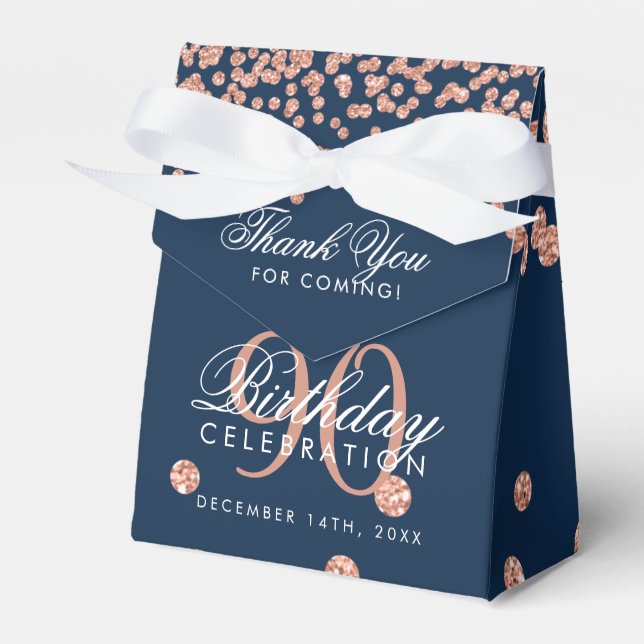Ballotins Rose Gold Navy 90e anniversaire Merci Confetti (Verso)