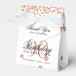 Ballotins Rose Gold White 90th Birthday Merci Confetti