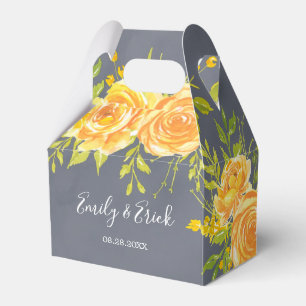 Ballotins Rose Jaune et Gris Peony Mariage Boîte de Faveur