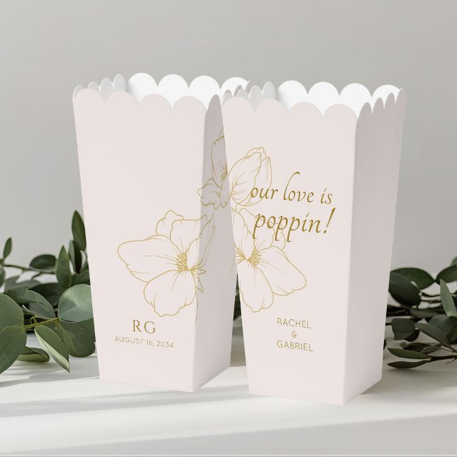 Ballotins Rose pâle | Chic Floral Couple Popcorn Ballotin (Créateur téléchargé)